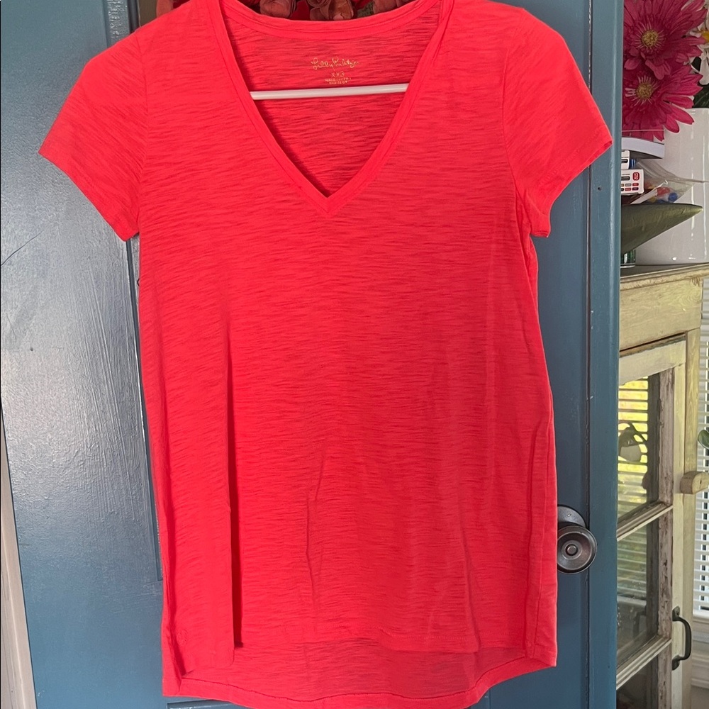 Lilly Pulitzer Bright Coral V-Neck Tee